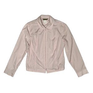 J. Crew Nylon Lightweight Shiny/Sheen Light Pink Zip Front Jacket Coat Sz Small